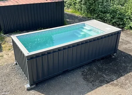 PISCINA CONTÊINER DE 20 PÉS COM JATO DE NATAÇÃO CINZA ANTRACITE