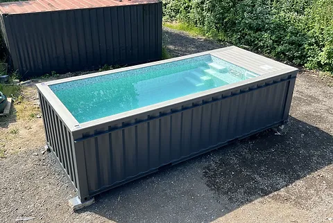 PISCINA CONTÊINER DE 20 PÉS COM JATO DE NATAÇÃO CINZA ANTRACITE