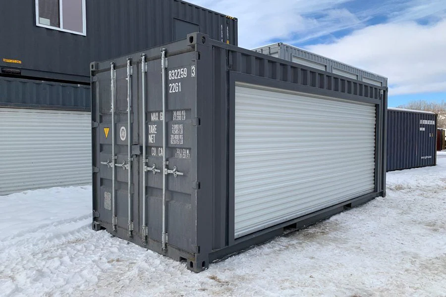 Container de 20 pés com 16 portas de enrolar